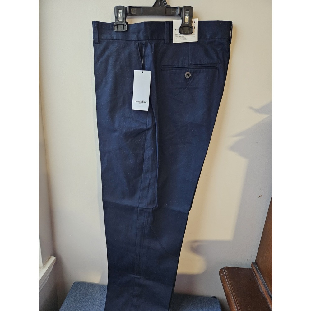 Men's Slim Fit Trousers - Goodfellow & Co Navy Blue 34x32